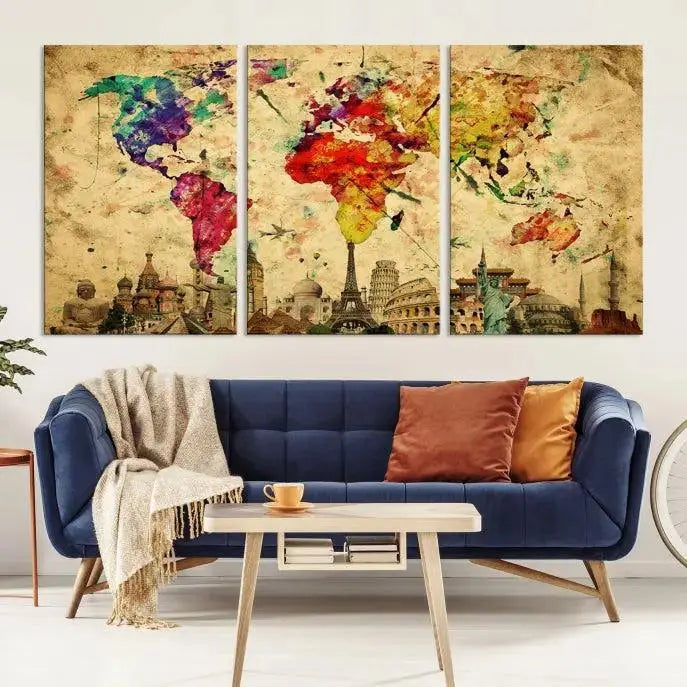 Wall Art World Map Canvas Print World Map Wall Art Canvas Print World Map Wall Art Poster Print 