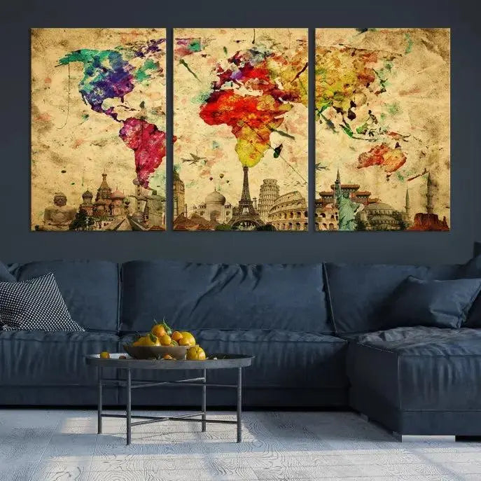 Wall Art World Map Canvas Print World Map Wall Art Canvas Print World Map Wall Art Poster Print 