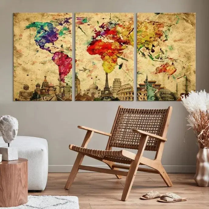 Wall Art World Map Canvas Print World Map Wall Art Canvas Print World Map Wall Art Poster Print 