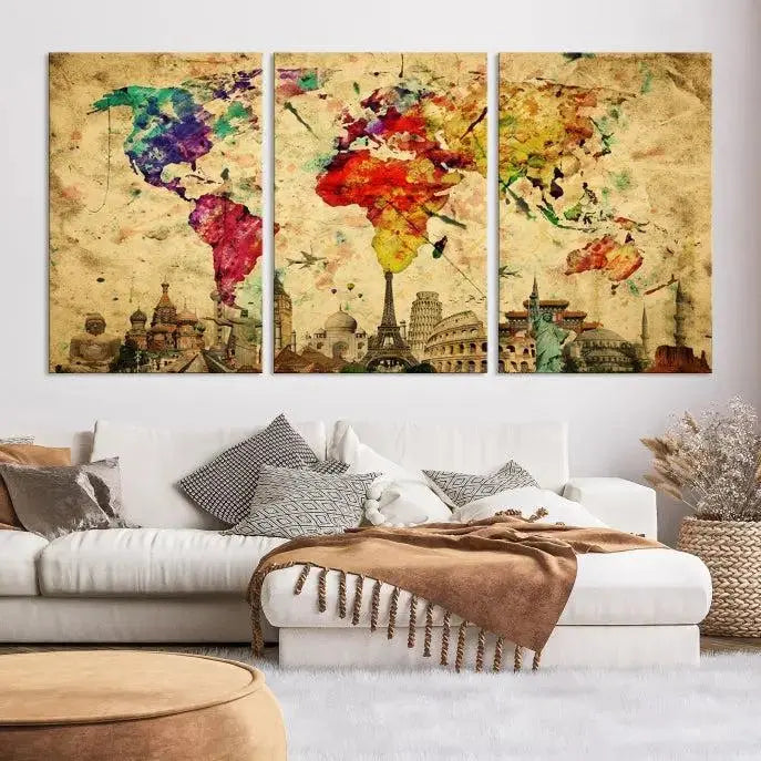 Wall Art World Map Canvas Print World Map Wall Art Canvas Print World Map Wall Art Poster Print 