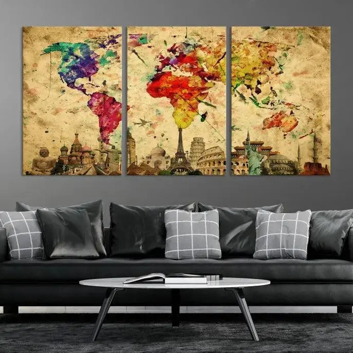 Wall Art World Map Canvas Print World Map Wall Art Canvas Print World Map Wall Art Poster Print 