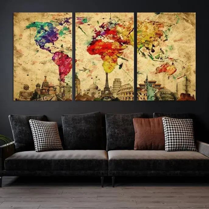 Wall Art World Map Canvas Print World Map Wall Art Canvas Print World Map Wall Art Poster Print 