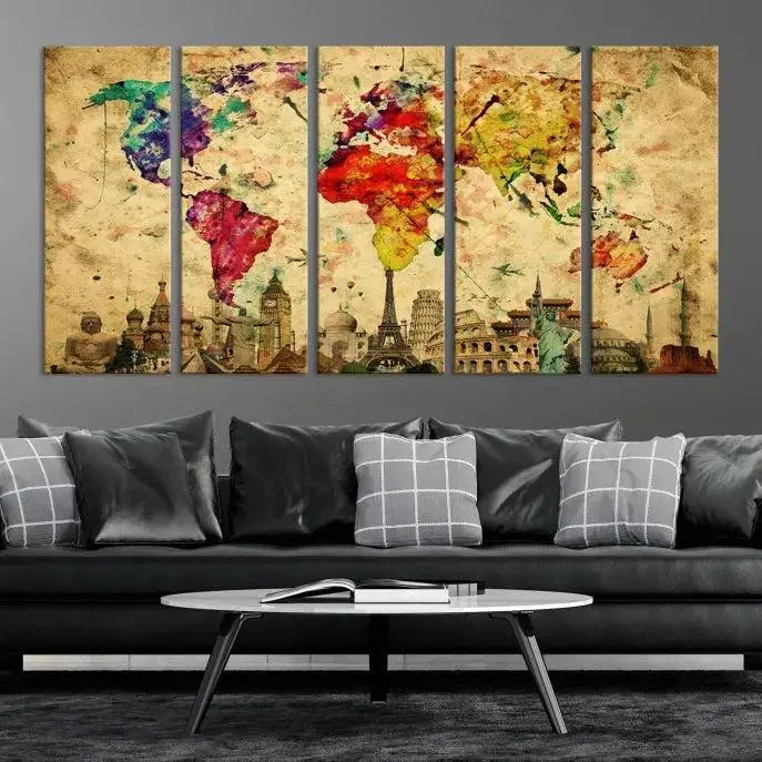 Wall Art World Map Canvas Print World Map Wall Art Canvas Print World Map Wall Art Poster Print 