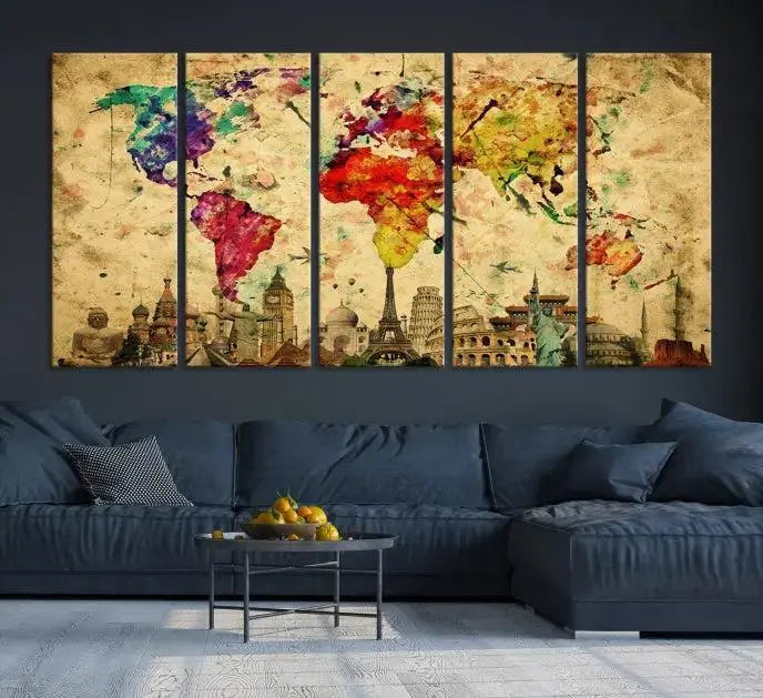 Wall Art World Map Canvas Print World Map Wall Art Canvas Print World Map Wall Art Poster Print 