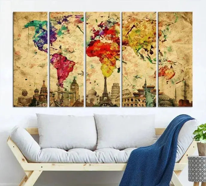 Wall Art World Map Canvas Print World Map Wall Art Canvas Print World Map Wall Art Poster Print 