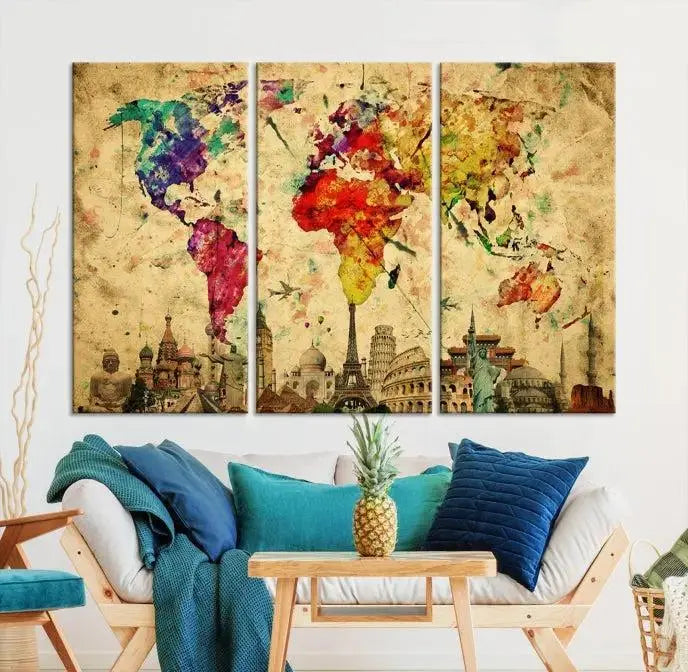 Wall Art World Map Canvas Print World Map Wall Art Canvas Print World Map Wall Art Poster Print 