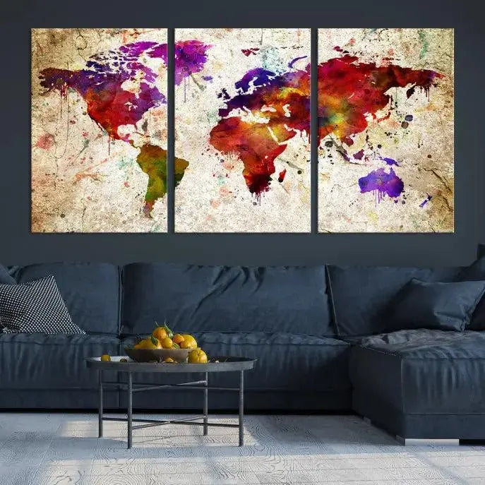 Wall Art World Map Canvas Print World Map Wall Art Canvas Print World Map Wall Art Poster Print 