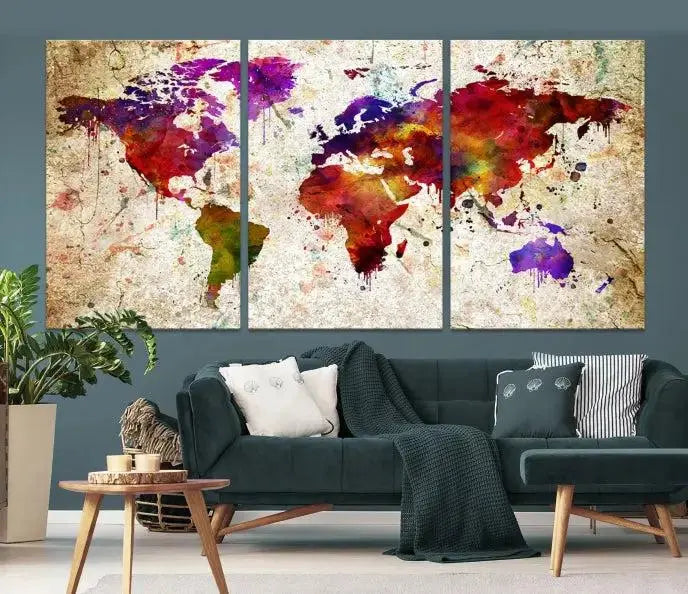 Wall Art World Map Canvas Print World Map Wall Art Canvas Print World Map Wall Art Poster Print 