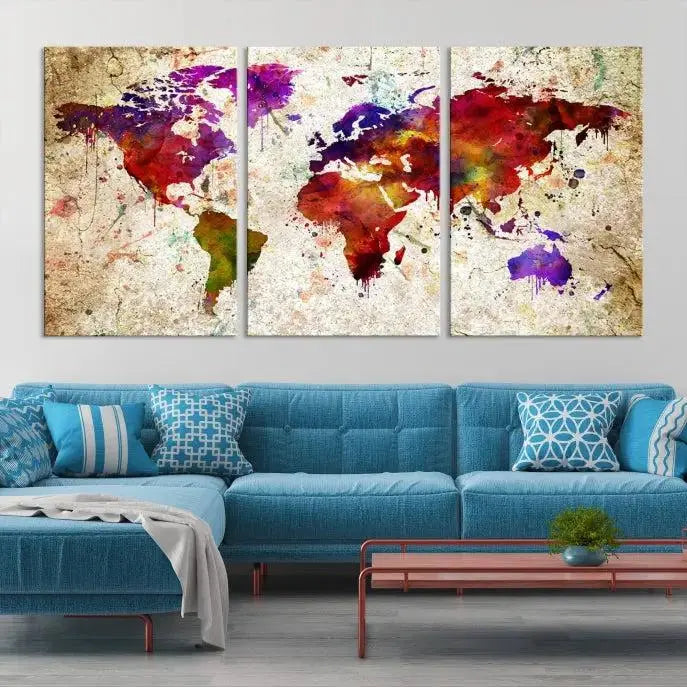 Wall Art World Map Canvas Print World Map Wall Art Canvas Print World Map Wall Art Poster Print 