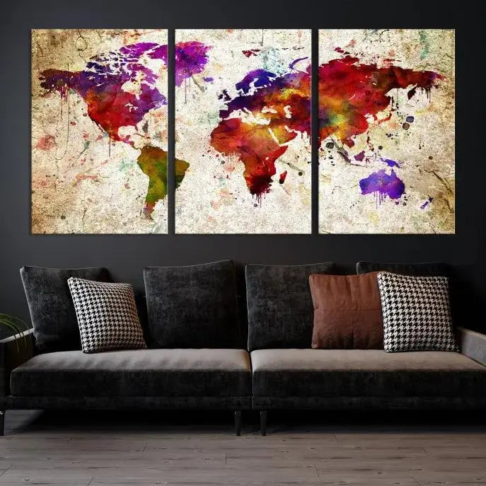 Wall Art World Map Canvas Print World Map Wall Art Canvas Print World Map Wall Art Poster Print 