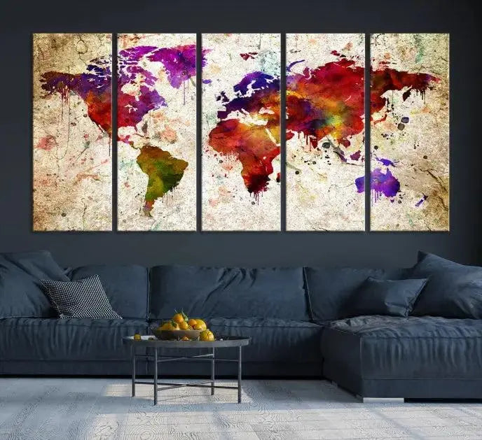 Wall Art World Map Canvas Print World Map Wall Art Canvas Print World Map Wall Art Poster Print 