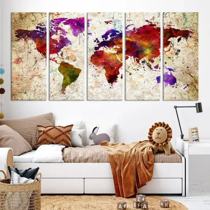 Wall Art World Map Canvas Print World Map Wall Art Canvas Print World Map Wall Art Poster Print 