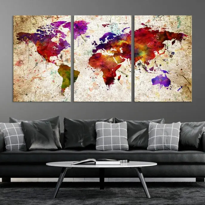 Wall Art World Map Canvas Print World Map Wall Art Canvas Print World Map Wall Art Poster Print 