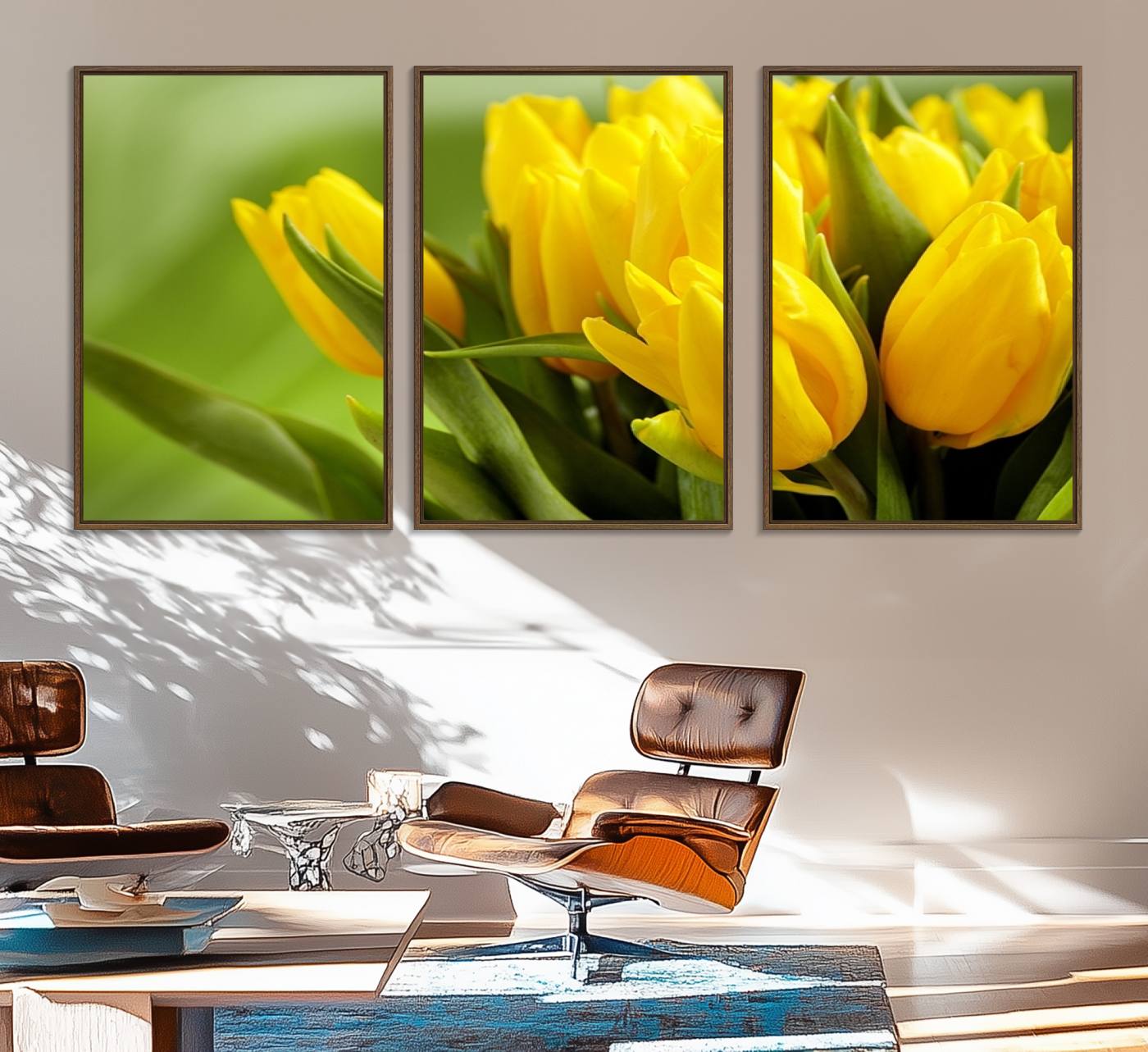 83256-MGV-FC-60X30-3P_Walnut-Wall Art Yellow Tulips Canvas Print