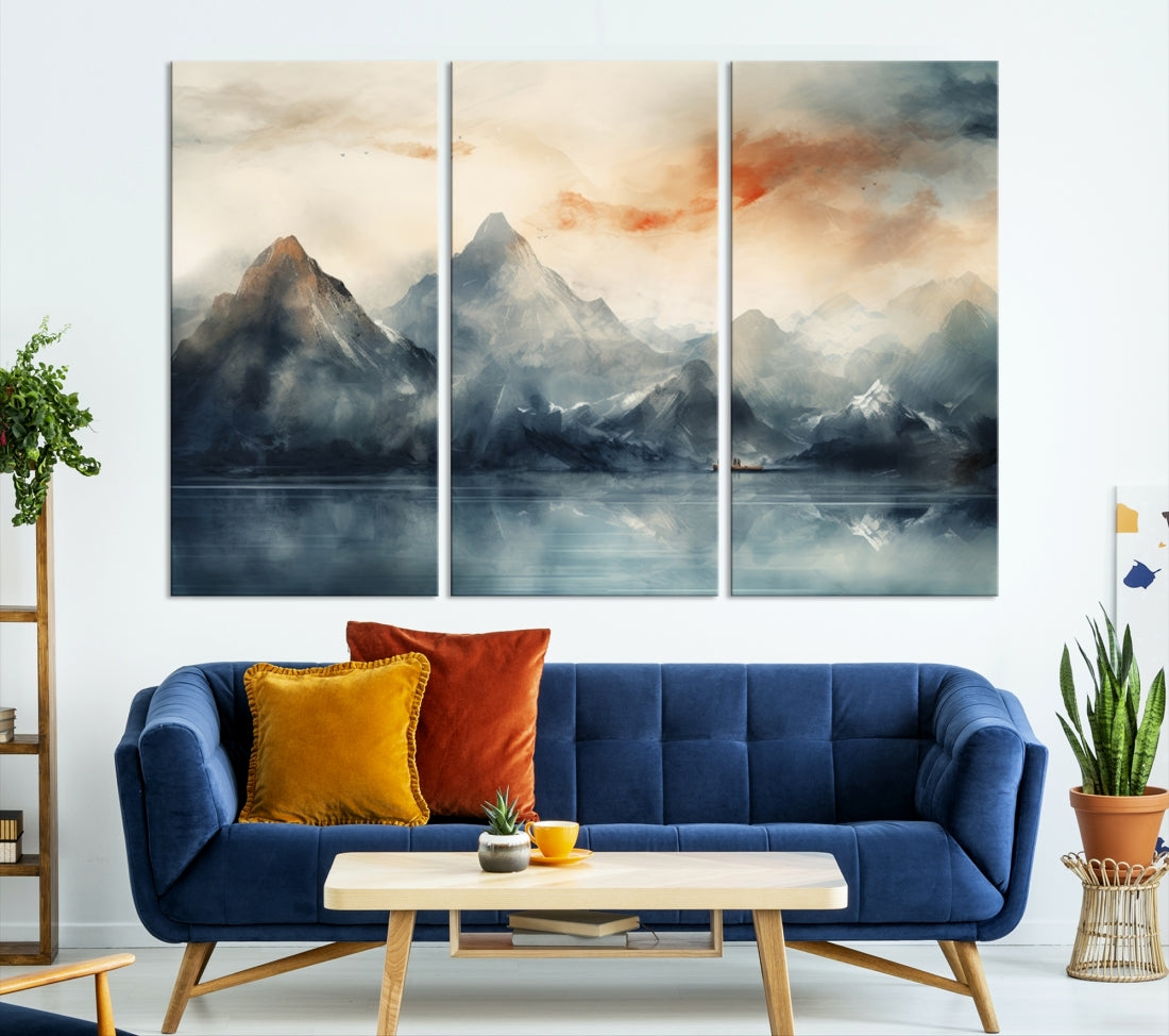 Edit-Images-Watercolor Abstract Misty Mountain Wall Art Canvas Print
