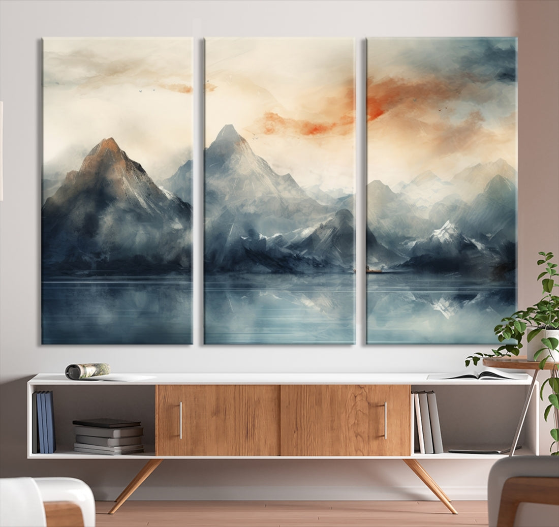 Edit-Images-Watercolor Abstract Misty Mountain Wall Art Canvas Print