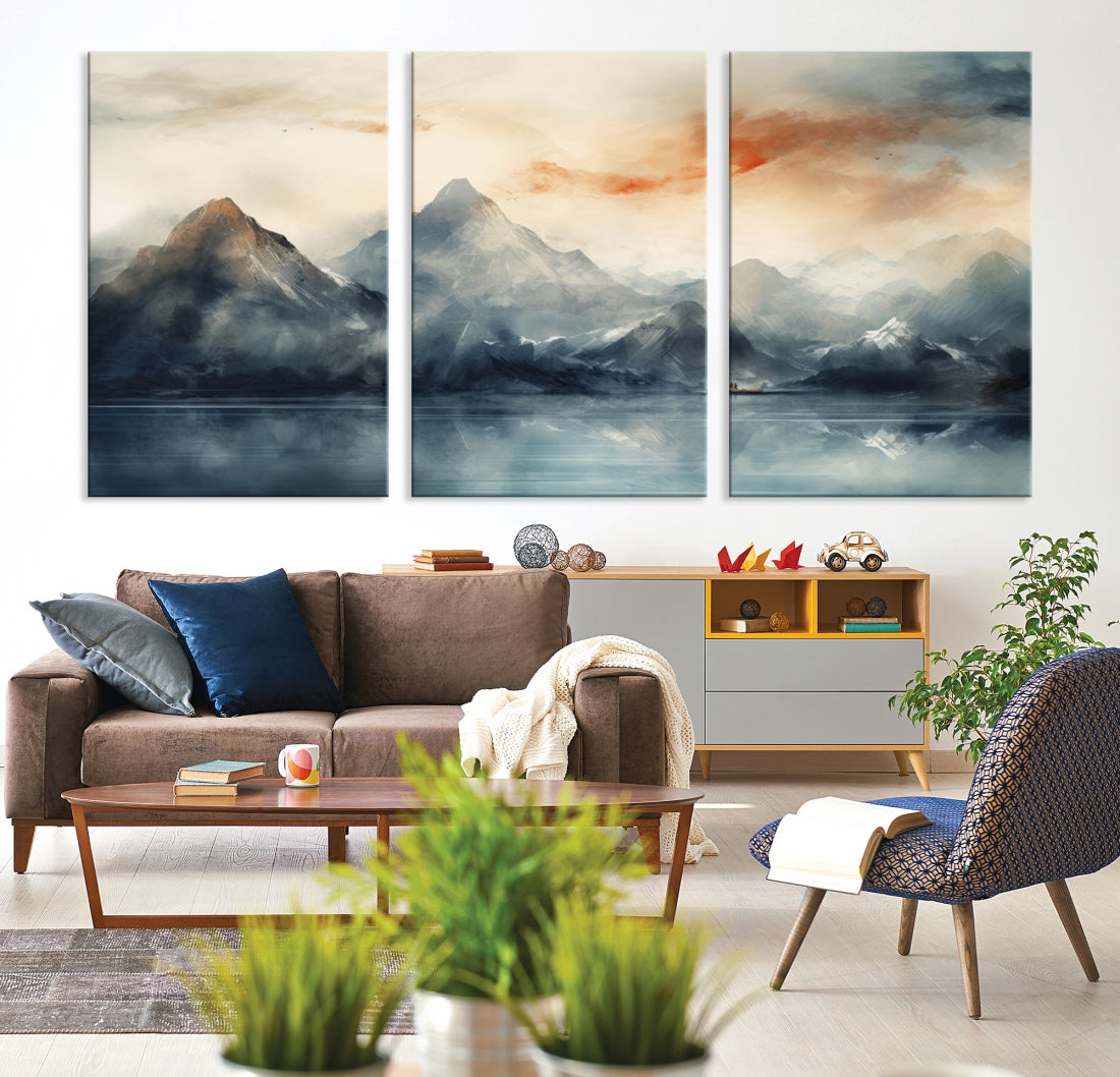 Edit-Images-Watercolor Abstract Misty Mountain Wall Art Canvas Print
