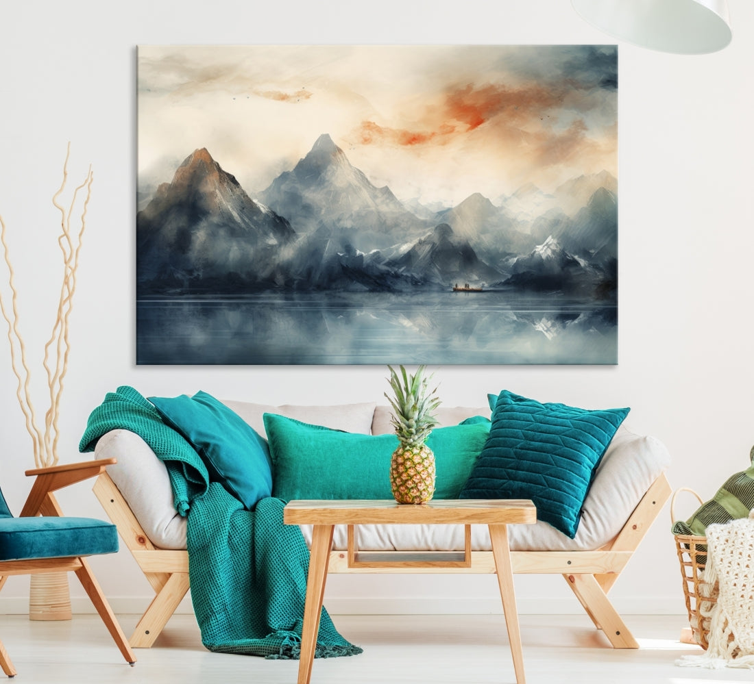Edit-Images-Watercolor Abstract Misty Mountain Wall Art Canvas Print
