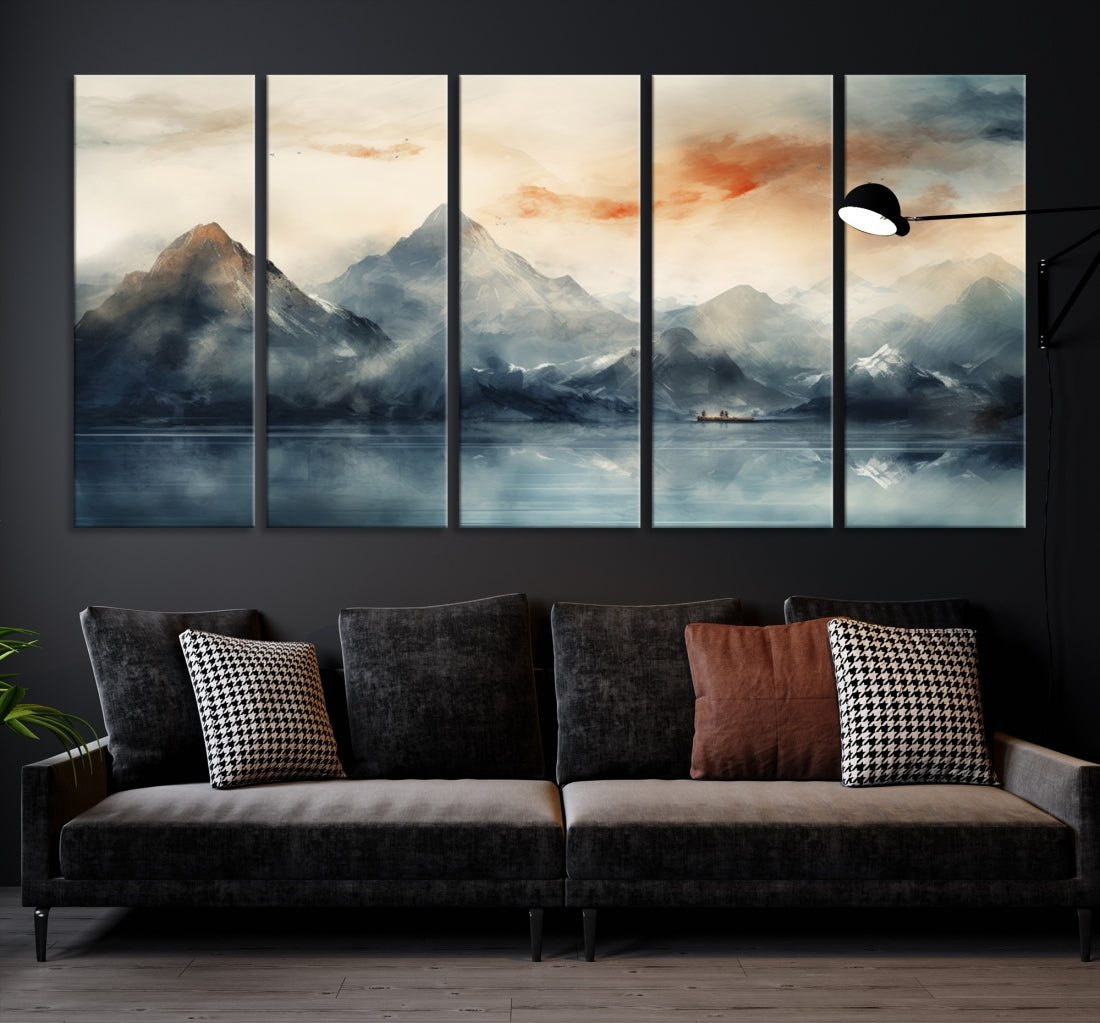 Edit-Images-Watercolor Abstract Misty Mountain Wall Art Canvas Print