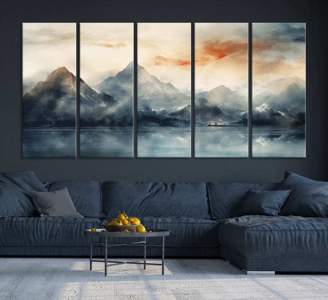 Edit-Images-Watercolor Abstract Misty Mountain Wall Art Canvas Print