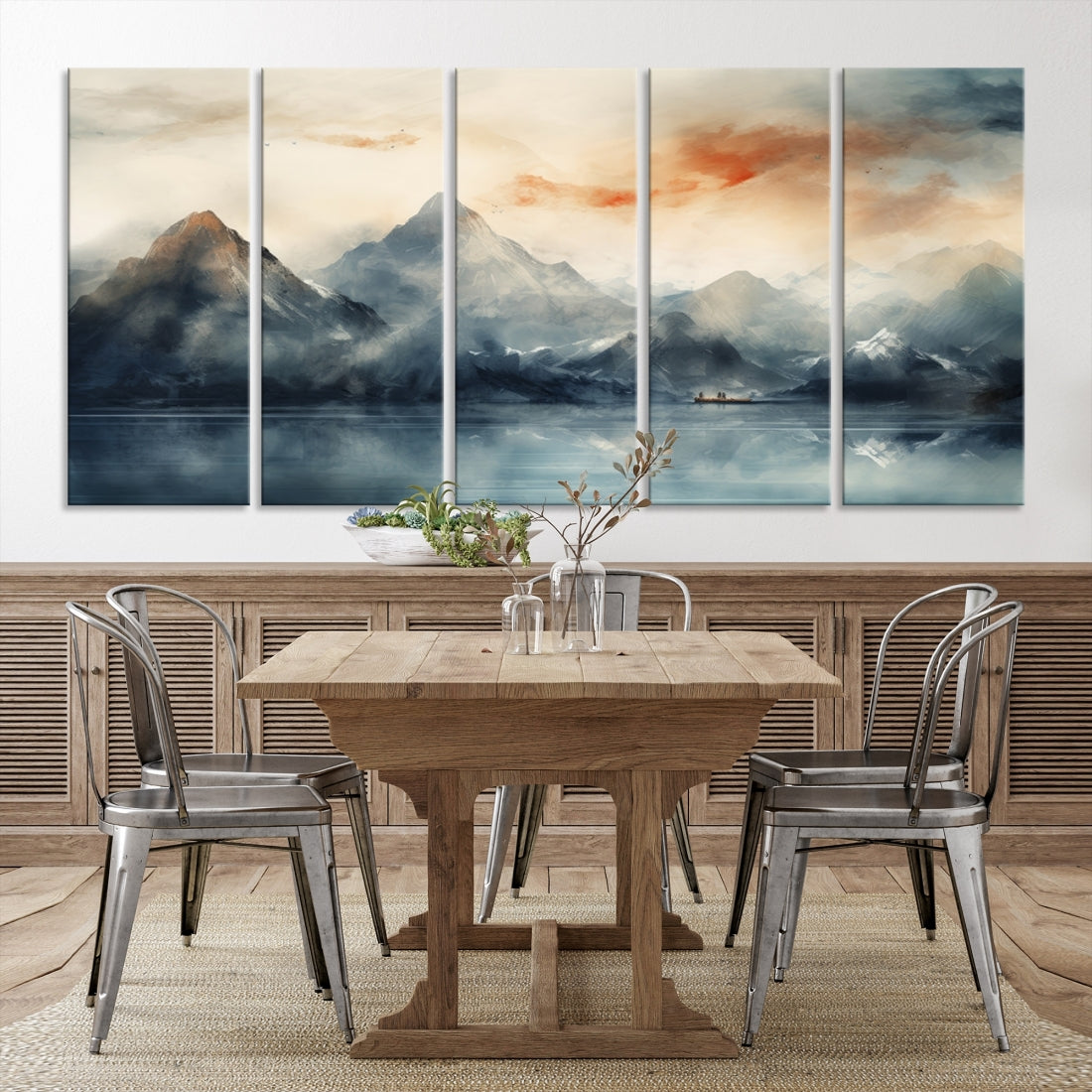 Edit-Images-Watercolor Abstract Misty Mountain Wall Art Canvas Print