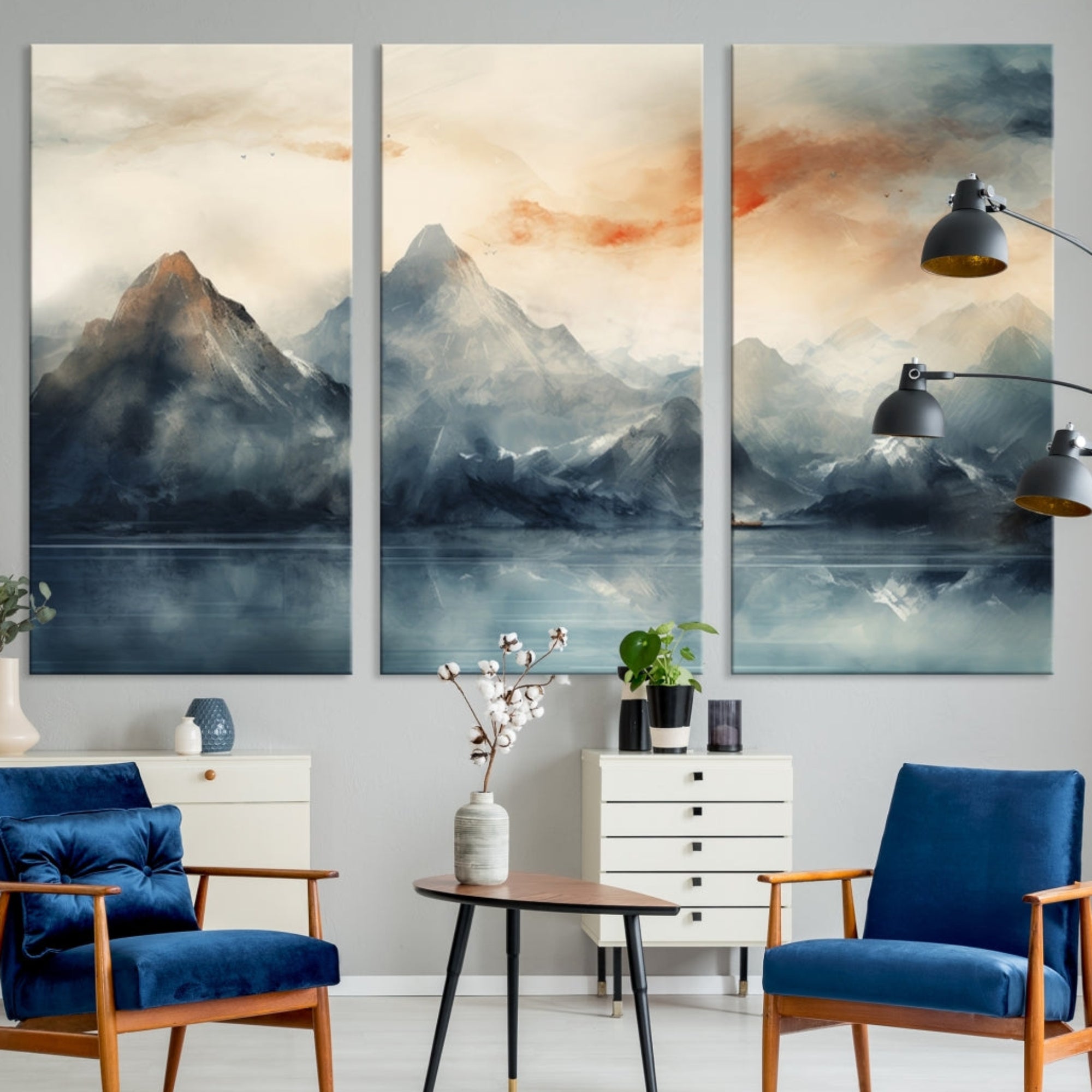 Edit-Images-Watercolor Abstract Misty Mountain Wall Art Canvas Print