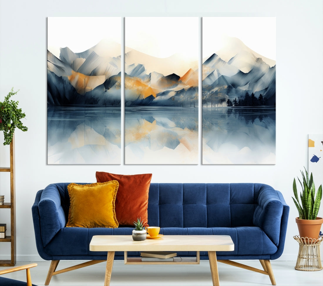 Edit-Images-Watercolor Abstract Mountain Lake Wall Art Canvas Print