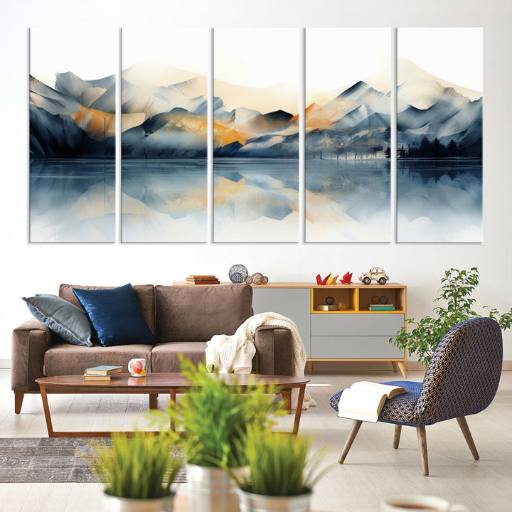 Edit-Images-Watercolor Abstract Mountain Lake Wall Art Canvas Print