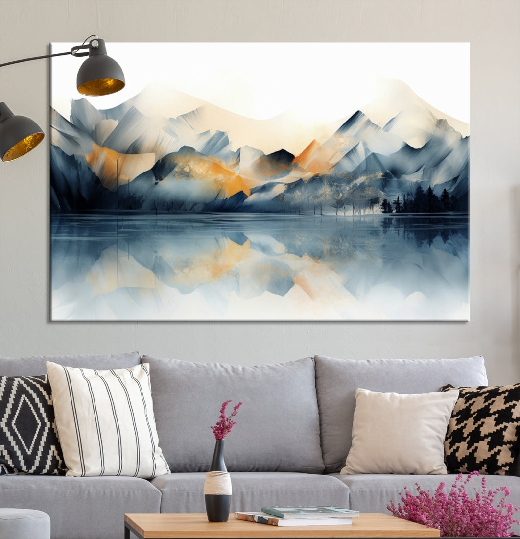 Edit-Images-Watercolor Abstract Mountain Lake Wall Art Canvas Print