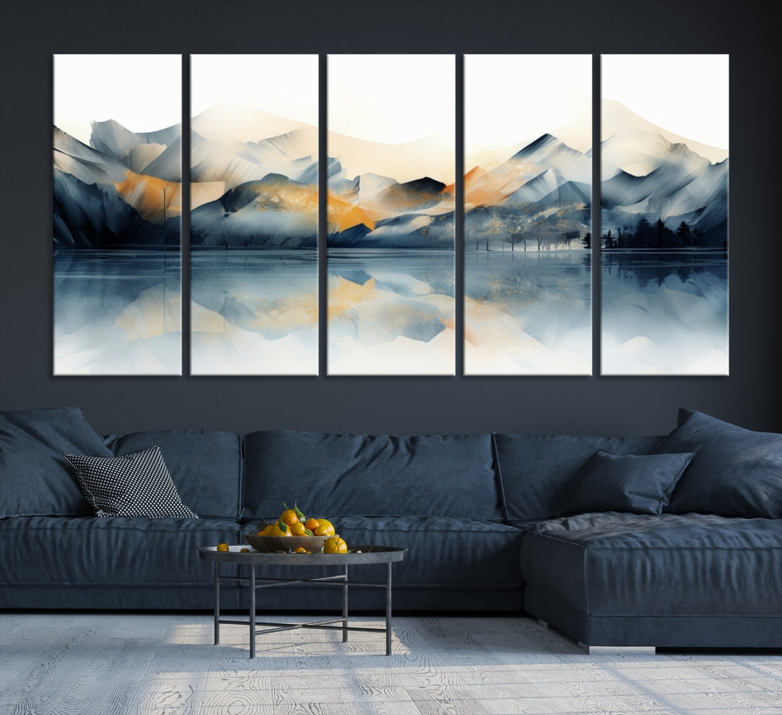 Edit-Images-Watercolor Abstract Mountain Lake Wall Art Canvas Print