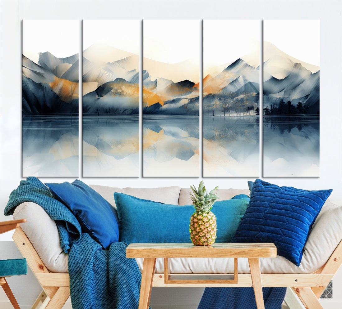 Edit-Images-Watercolor Abstract Mountain Lake Wall Art Canvas Print