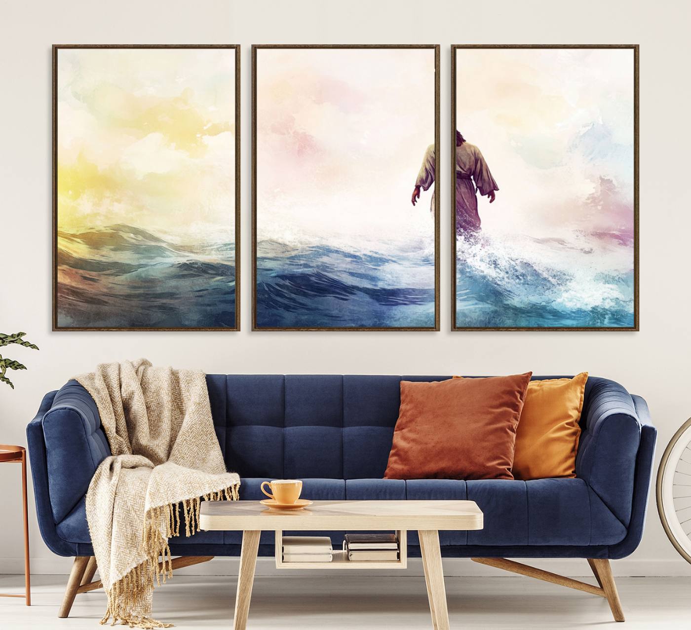 60356-MGV-CV-36X24-Watercolor Jesus Walking on Water Canvas Print, Christian Wall Art, Jesus Christ Walking