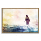 Watercolor Jesus Walking on Water Canvas Print, Christian Wall Art, Jesus Christ Walking