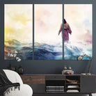 60356-MGV-CV-36X24-Watercolor Jesus Walking on Water Canvas Print, Christian Wall Art, Jesus Christ Walking
