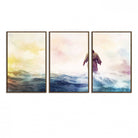 60356-MGV-FC-60X30-3P_Walnut-Watercolor Jesus Walking on Water Canvas Print, Christian Wall Art, Jesus Christ Walking