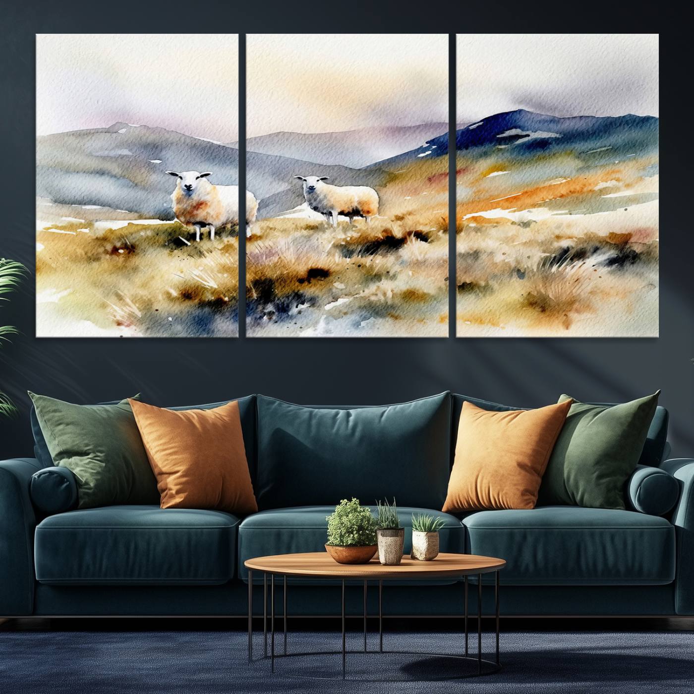 58145-MGV-CV-36X24-Watercolor Sheep for Farmhouse Decor Wall Art Canvas Print, Mountain Wall Art Print