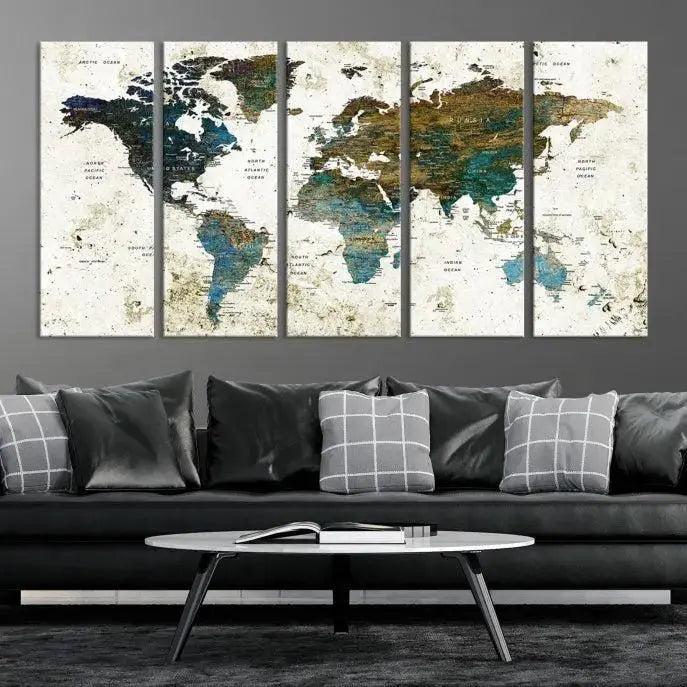 Watercolor Wall Art World Map Canvas Print