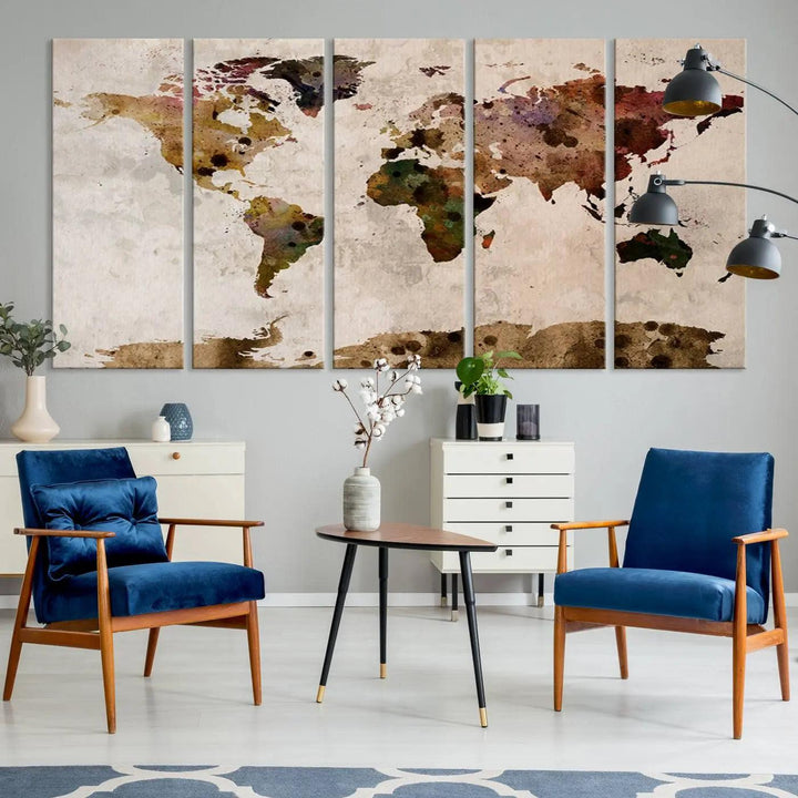 Watercolor World Map Canvas Print