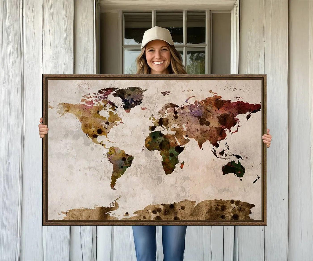 18684-MGV-CV-36X24-Watercolor World Map Canvas Print