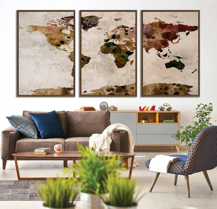 18684-MGV-CV-36X24-Watercolor World Map Canvas Print