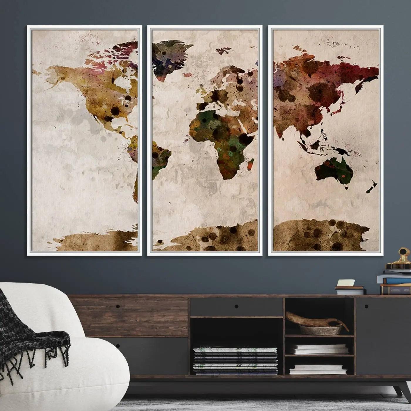 18684-MGV-FC-48X32-3P_White-Watercolor World Map Canvas Print
