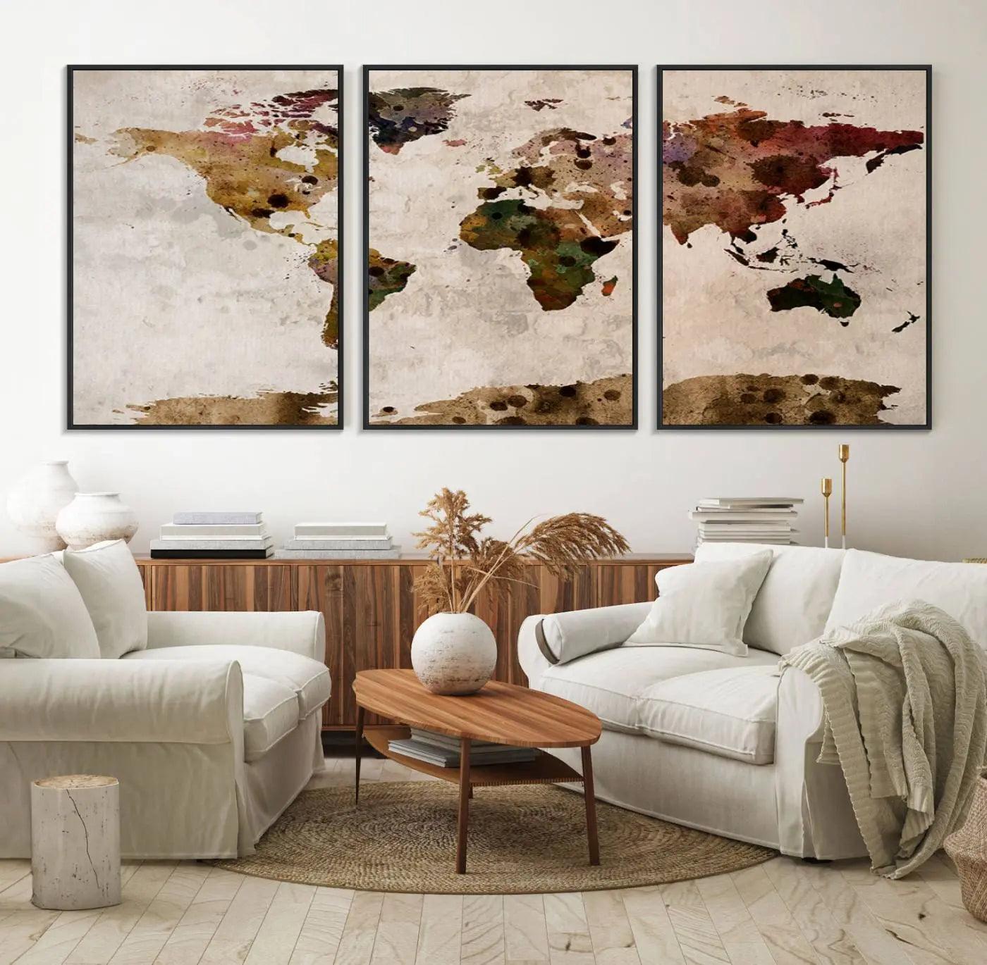 18684-MGV-FC-60X30-3P_Black-Push Pin World Map Canvas Print – Travel Tracker Wall Art for Couples, Perfect Anniversary Gift for Home or Office Decor