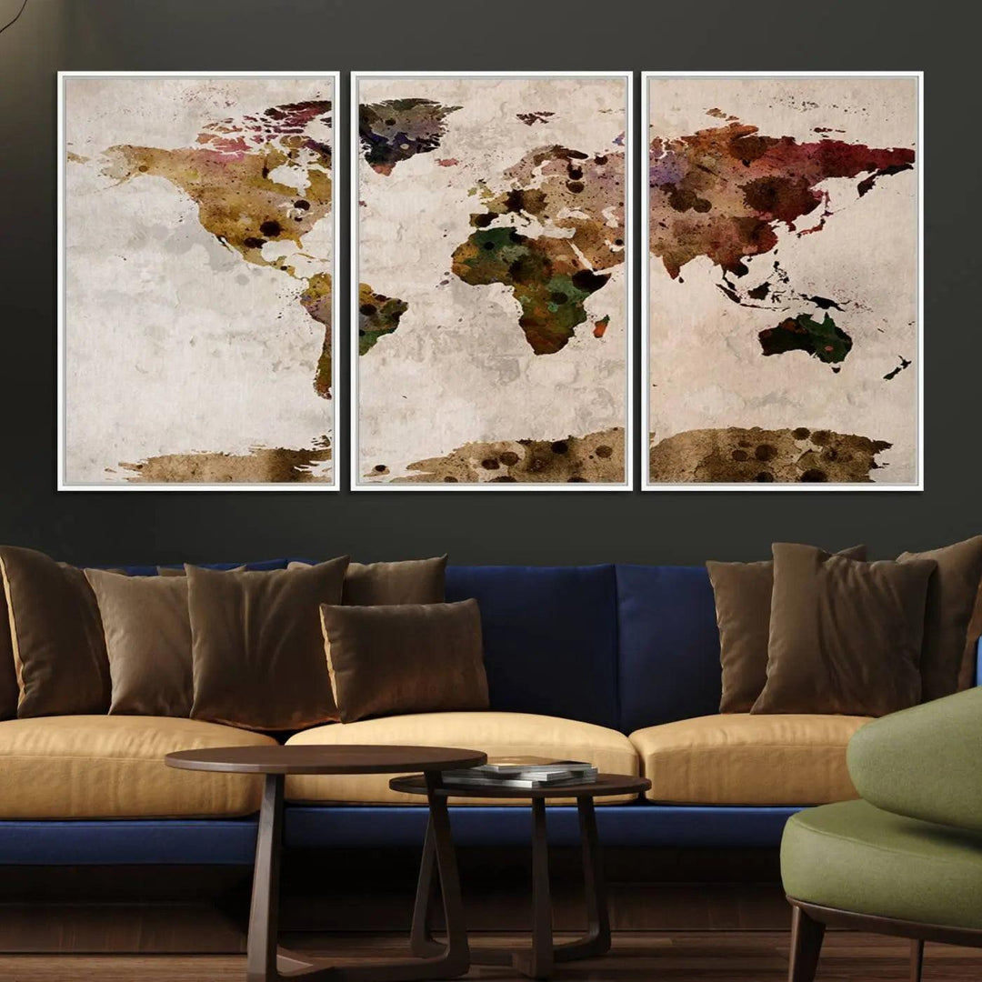 18684-MGV-FC-60X30-3P_White-Watercolor World Map Canvas Print