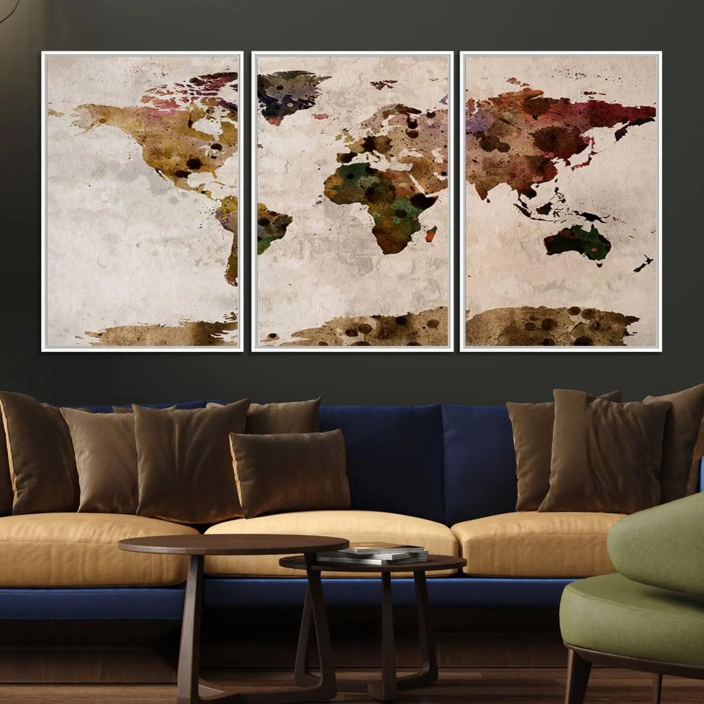 18684-MGV-FC-60X30-3P_White-Watercolor World Map Canvas Print