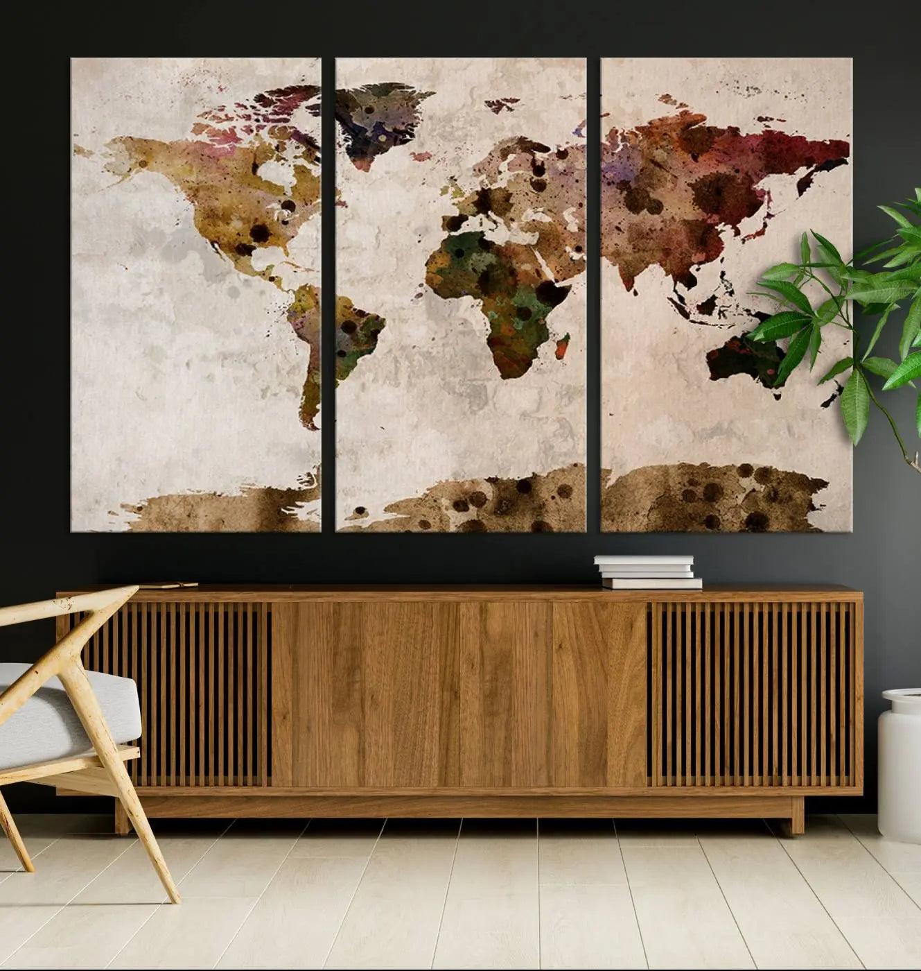 18684-MGV-CV-36X24-Watercolor World Map Canvas Print