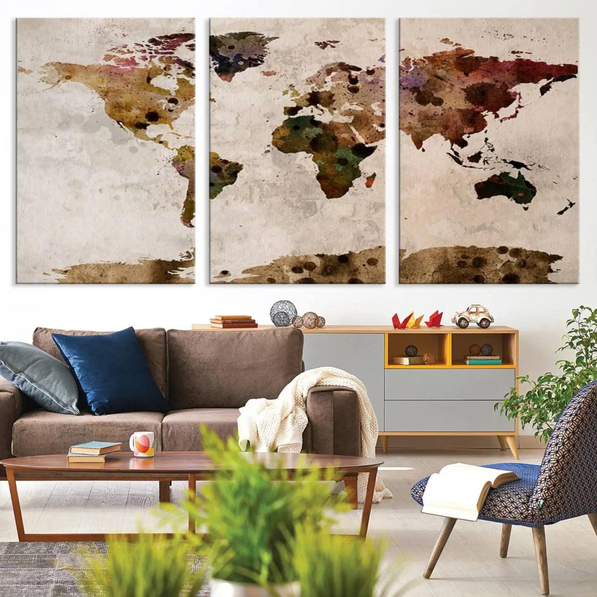 18684-MGV-CV-36X24-Push Pin World Map Canvas Print – Travel Tracker Wall Art for Couples, Perfect Anniversary Gift for Home or Office Decor