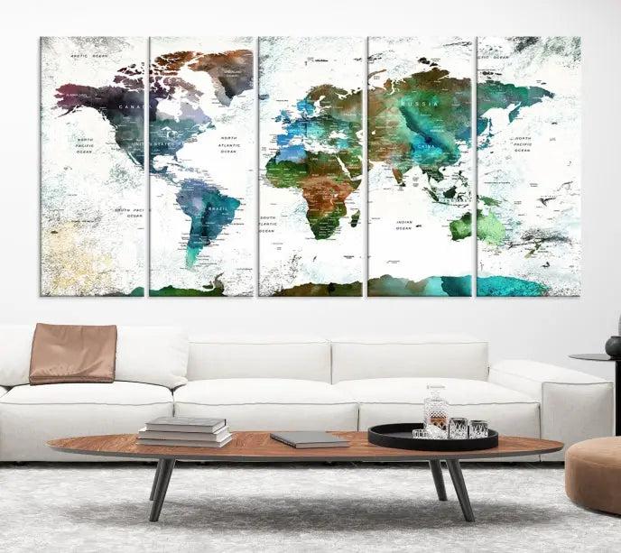 Watercolor World Map Canvas Print 