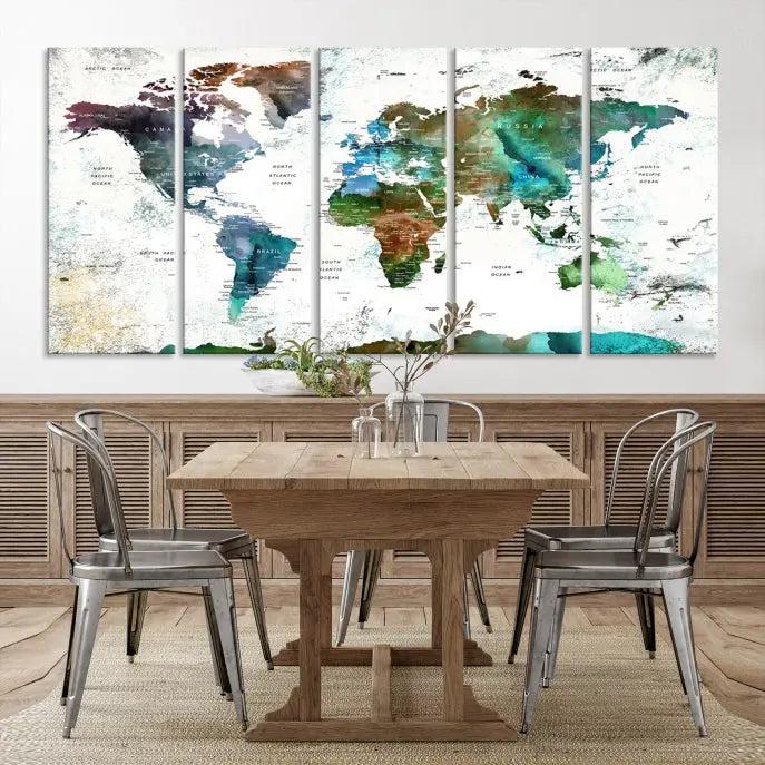 Watercolor World Map Canvas Print 