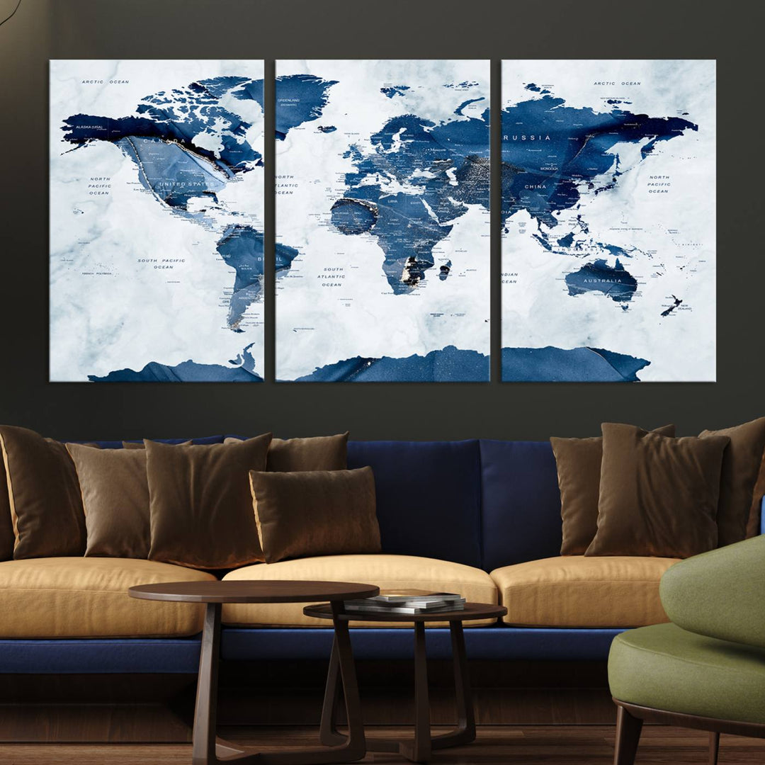 44436-MGV-CV-36X24-Watercolor World Map Canvas Print, Watercolor World Map Print Wall Art