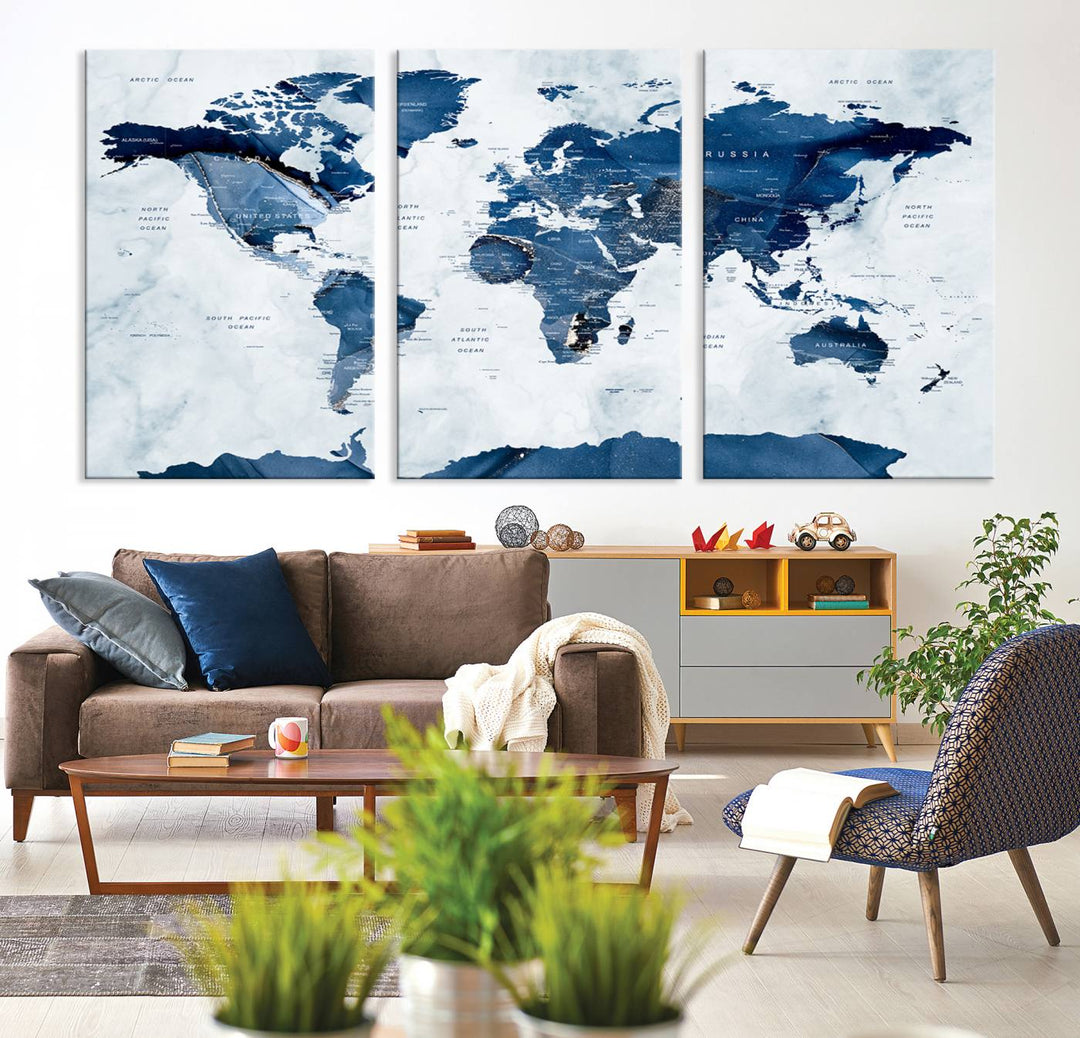 44436-MGV-CV-36X24-Watercolor World Map Canvas Print, Watercolor World Map Print Wall Art